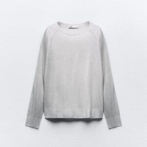 Zara Foil Fine Knit Sweater Silver